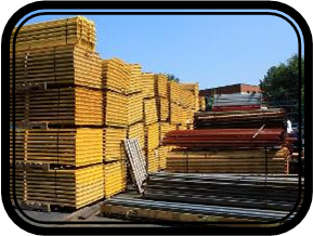 A photo of used pallet rack beams located in the yard at Southern Handling in Atlanta